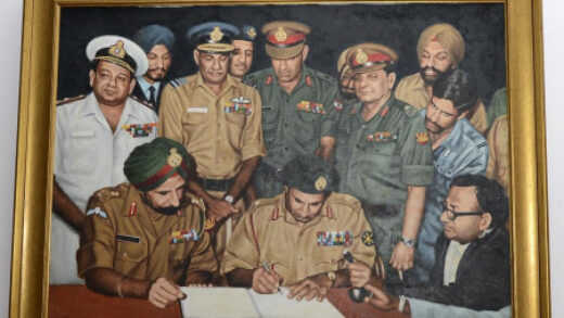 religious-painting-replaces-iconic-1971-painting-of-pakistan’s-surrender-in-indian-army-chief-lounge